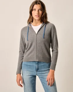 Sale Amanda Cashmere Full Zip Hooded Sweater Women Sweaters & Cardigans