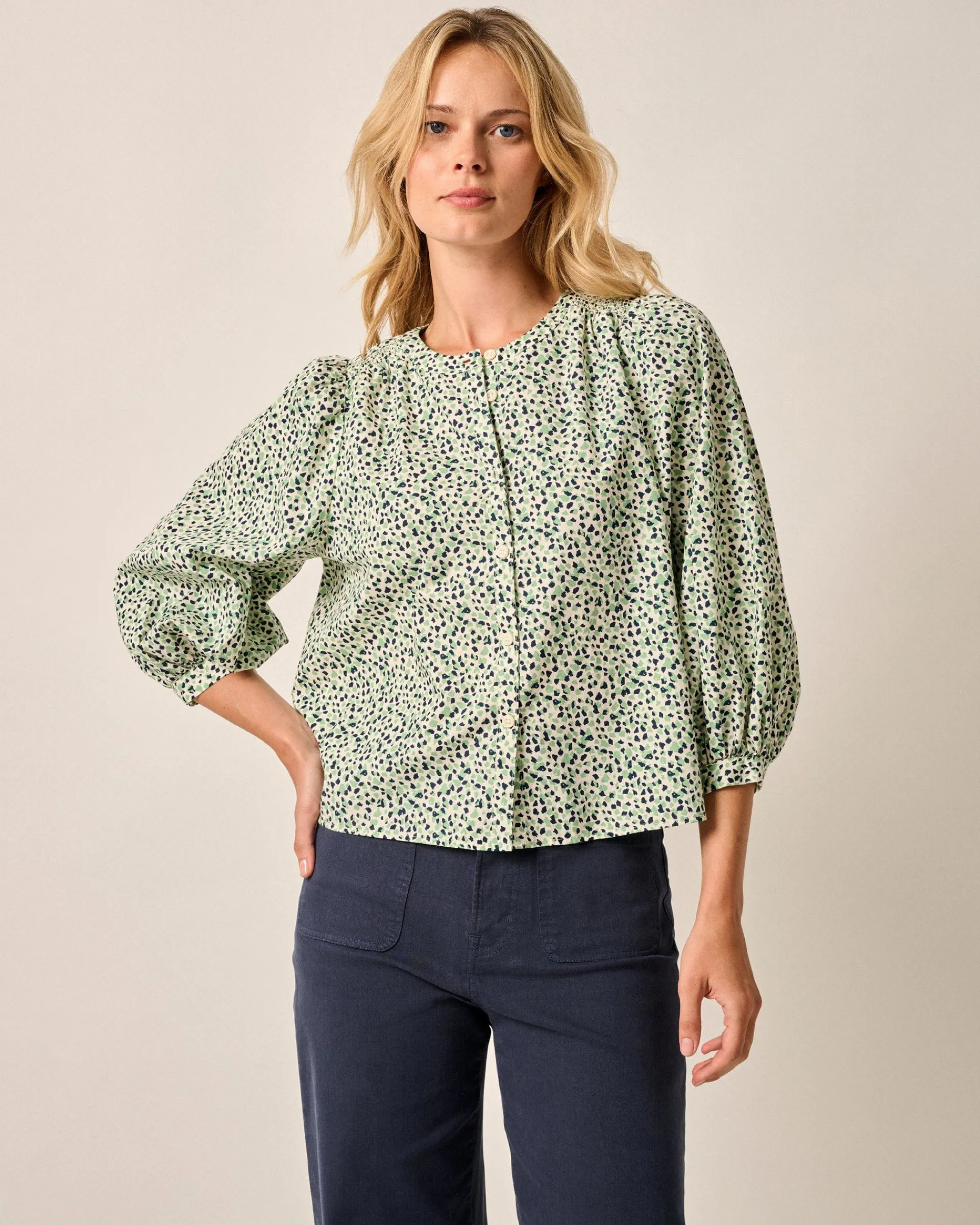 Hot Blair Cotton Button Down Smock Blouse Women Shirts & Blouses