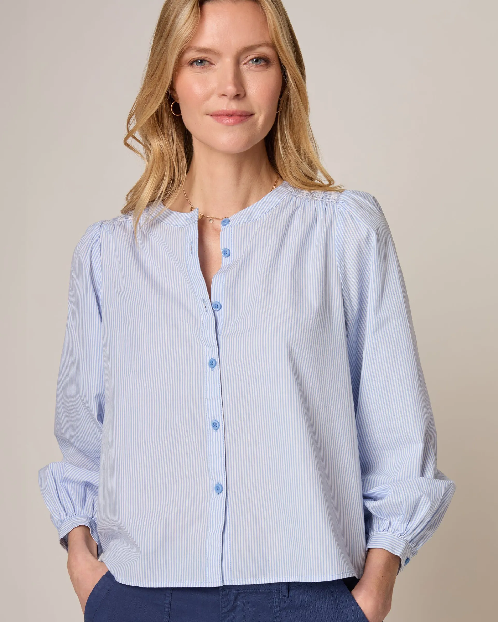 Hot Blair Cotton Button Down Smock Blouse Women Shirts & Blouses