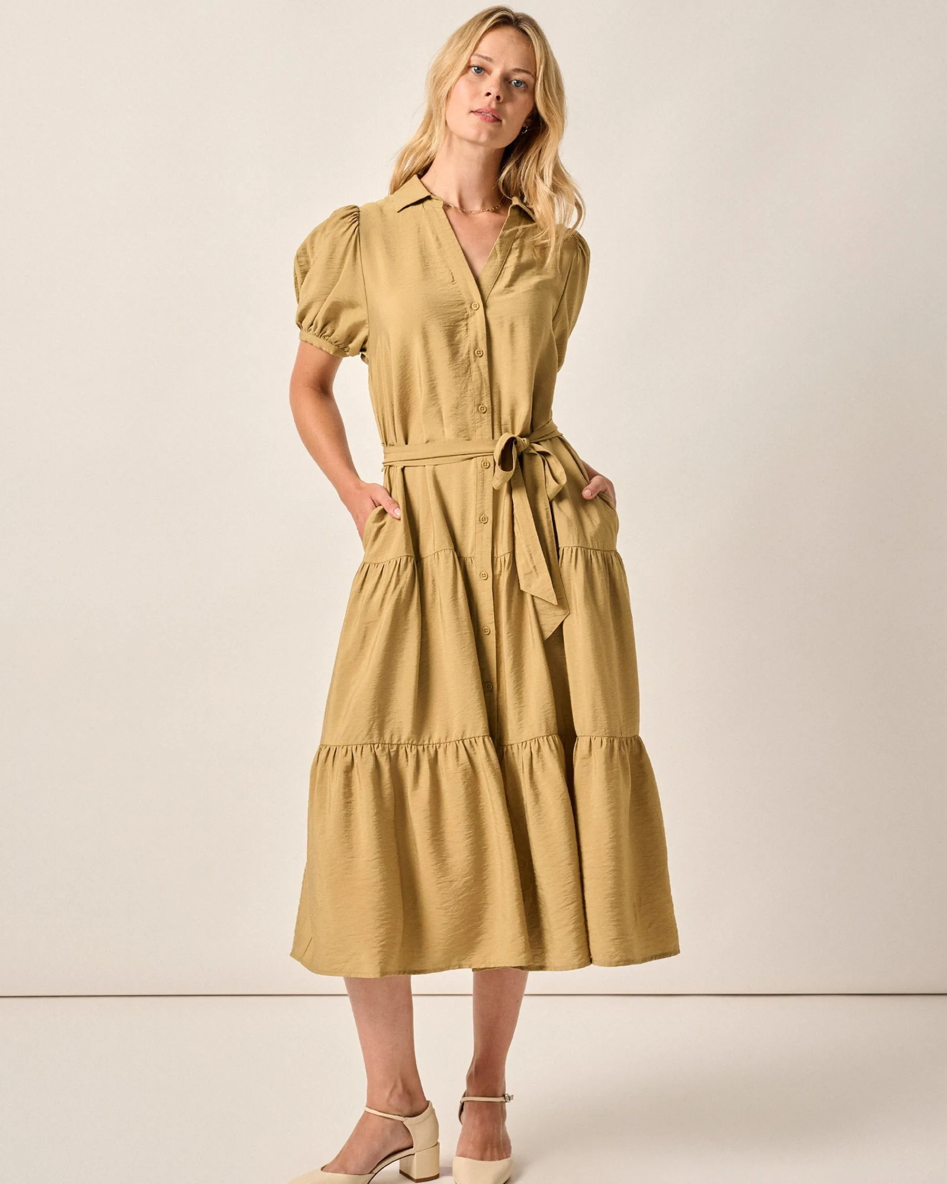 Sale Lorelai Button Up Tiered Maxi Dress Women Dresses
