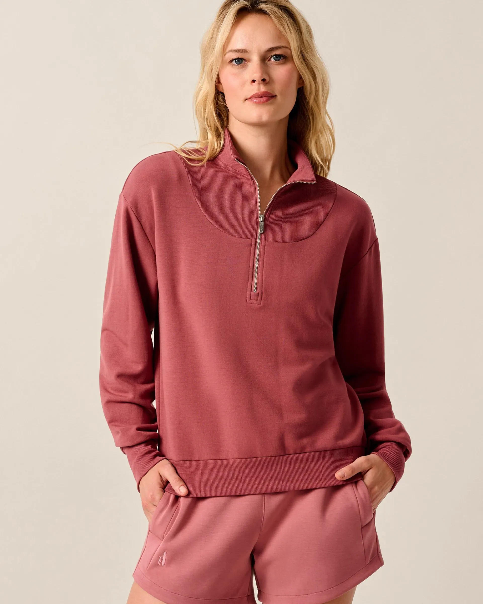 Clearance Naomi Rib Knit 1/4 Zip Women Sweatshirts & Quarter-Zips