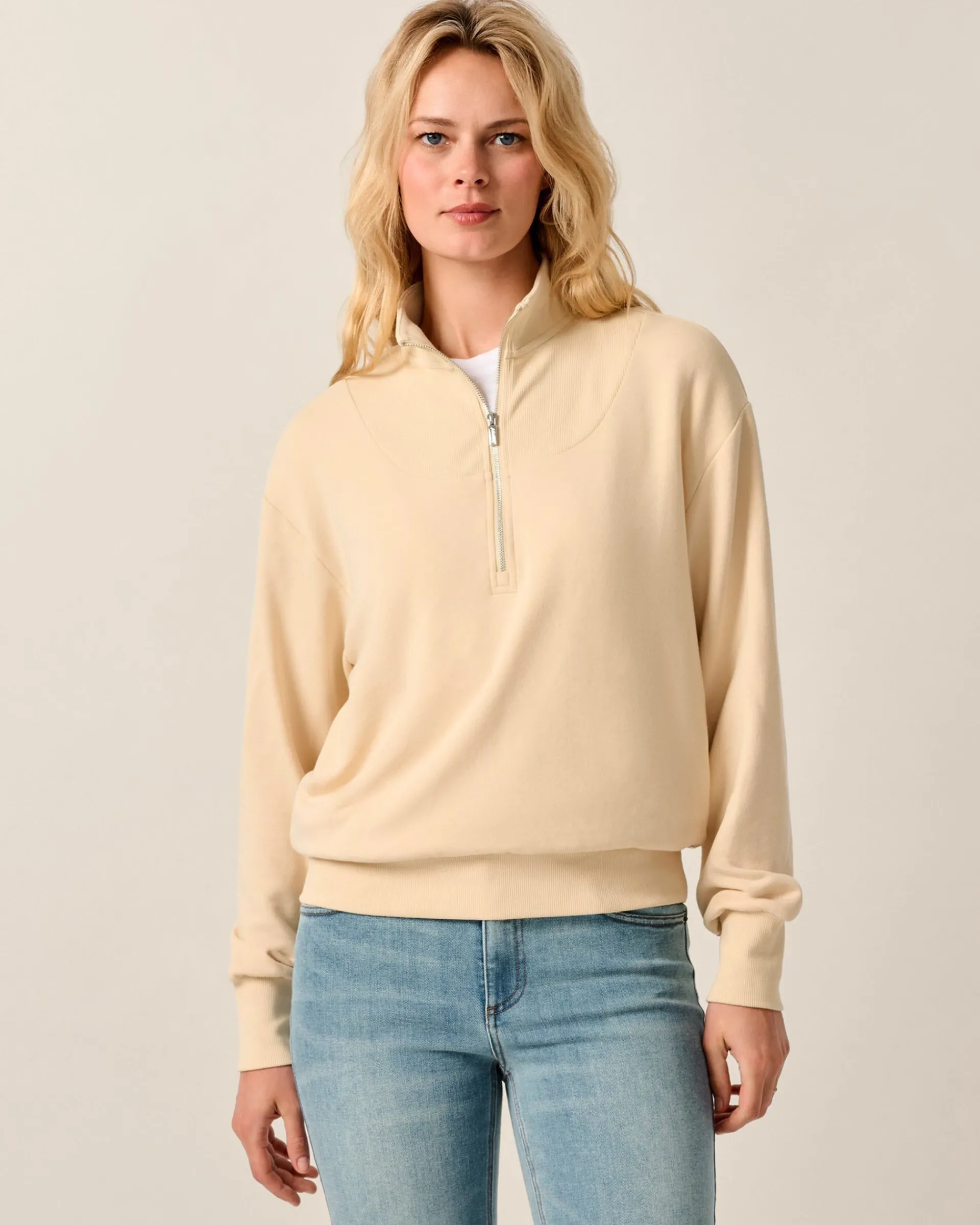 Clearance Naomi Rib Knit 1/4 Zip Women Sweatshirts & Quarter-Zips