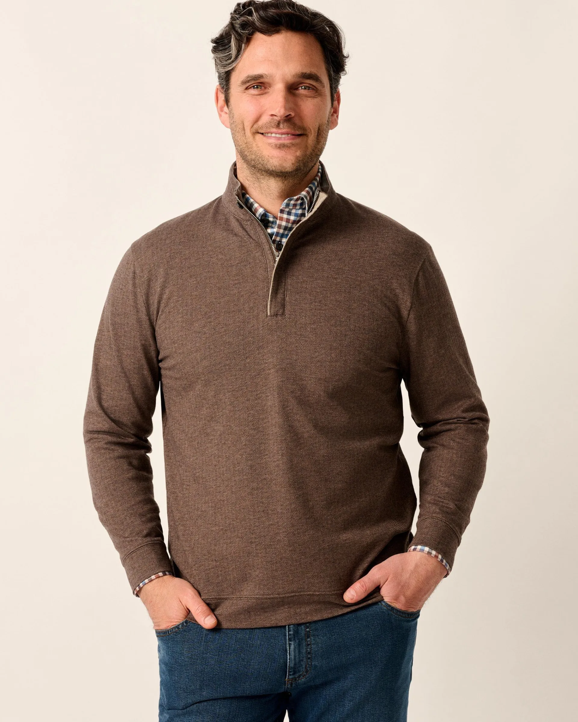 Discount Rubin Herringbone Cashmere Blend 1/4 Zip Pullover Quarter-Zips|Sweaters