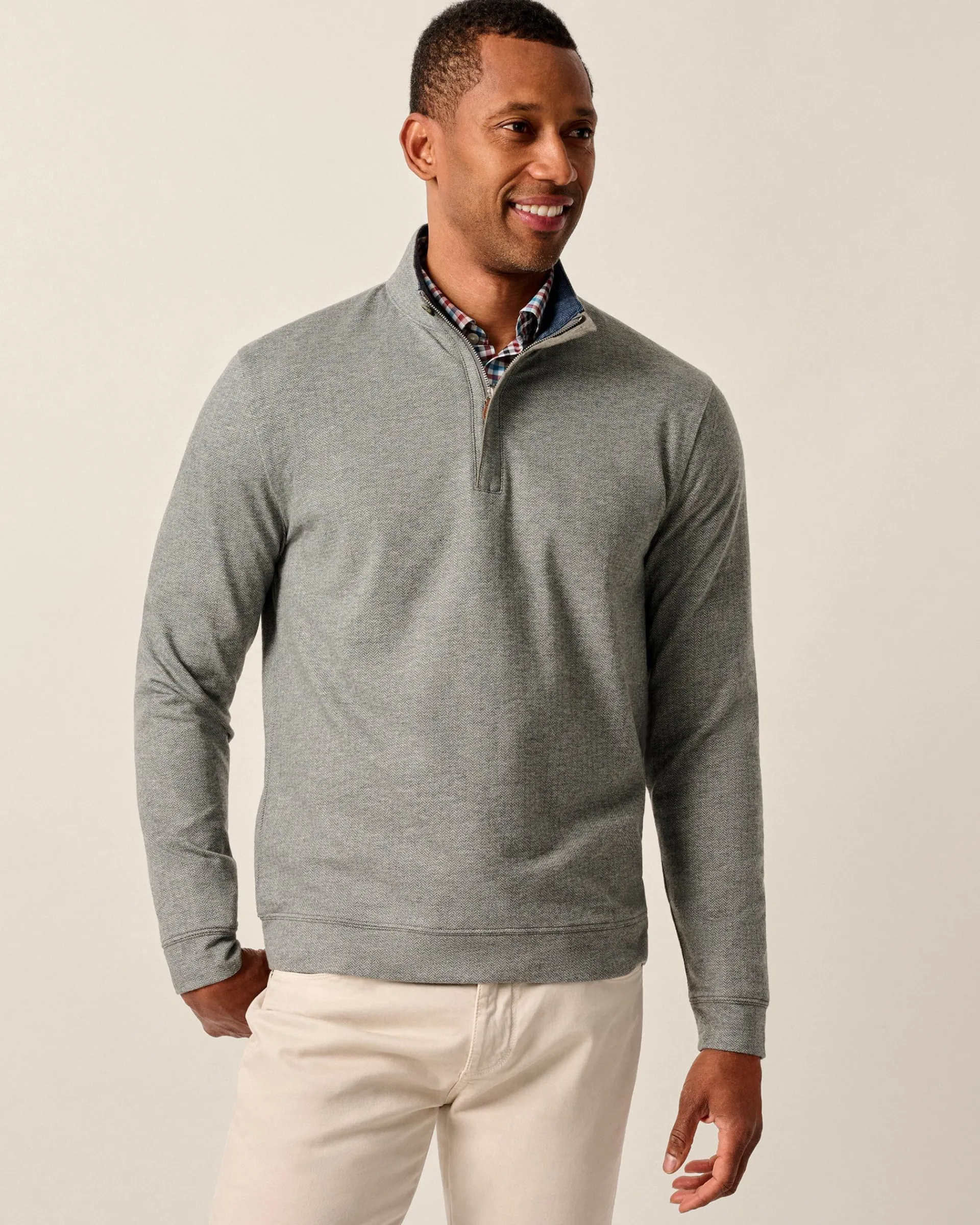 Discount Rubin Herringbone Cashmere Blend 1/4 Zip Pullover Quarter-Zips|Sweaters