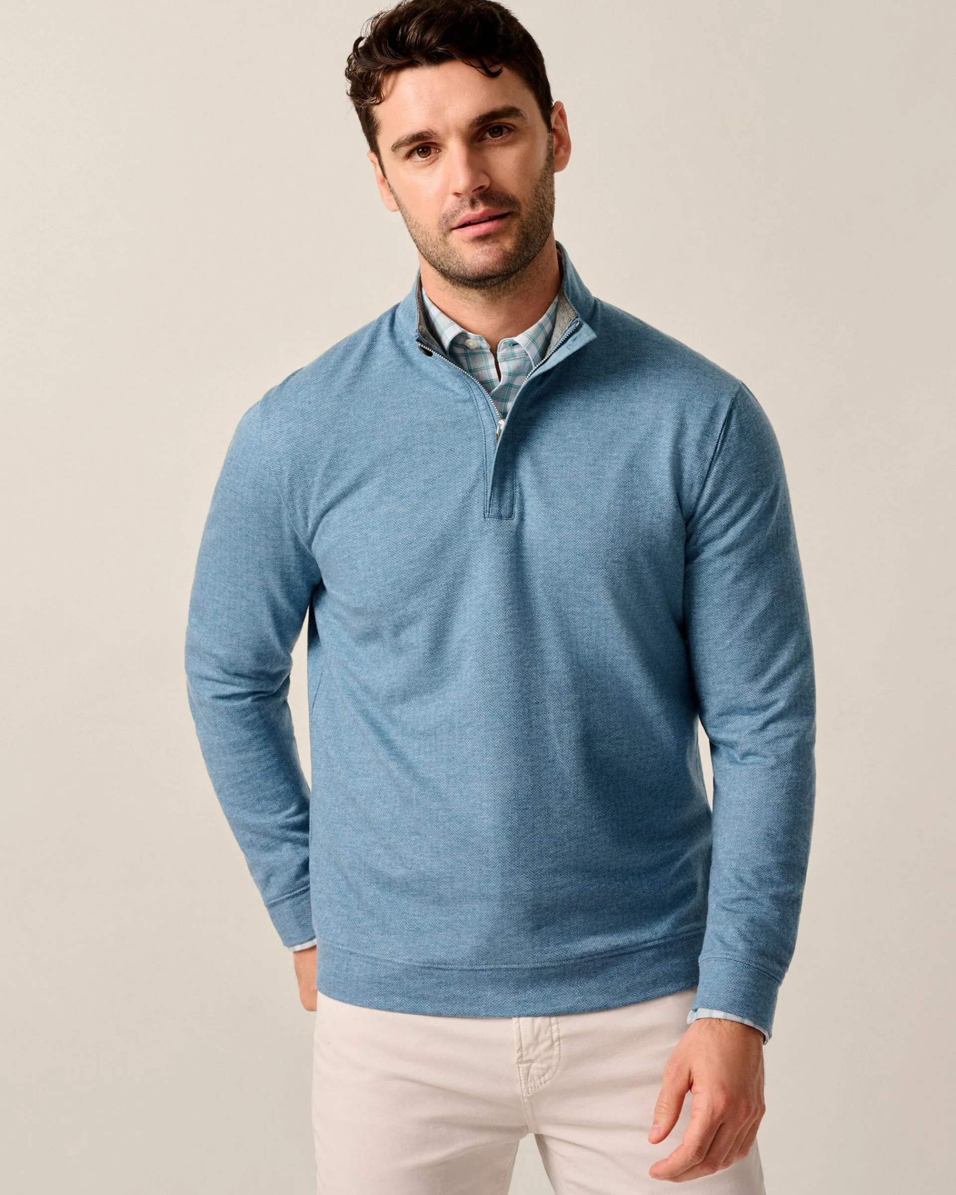Discount Rubin Herringbone Cashmere Blend 1/4 Zip Pullover Quarter-Zips|Sweaters