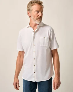 Clearance Short-Sleeve Knit Pique Button-Down Shirt - Tasca Button Down Shirts